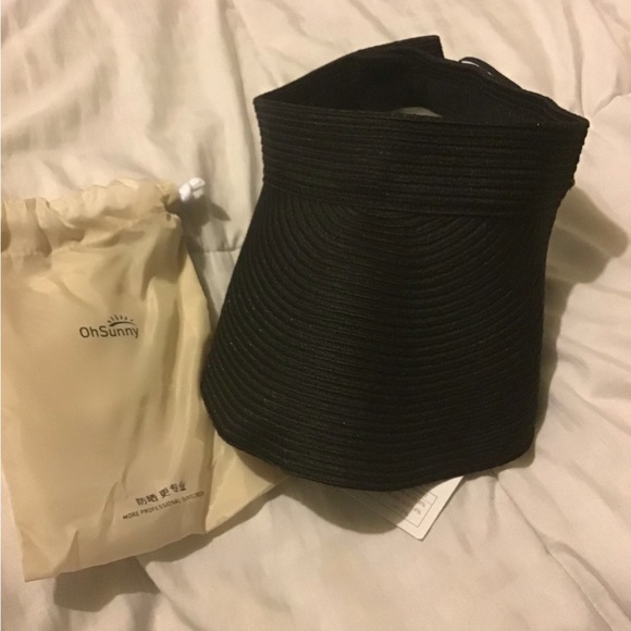 Oh Sunny black foldable visor hat with carry on bag NWT - Picture 2 of 7